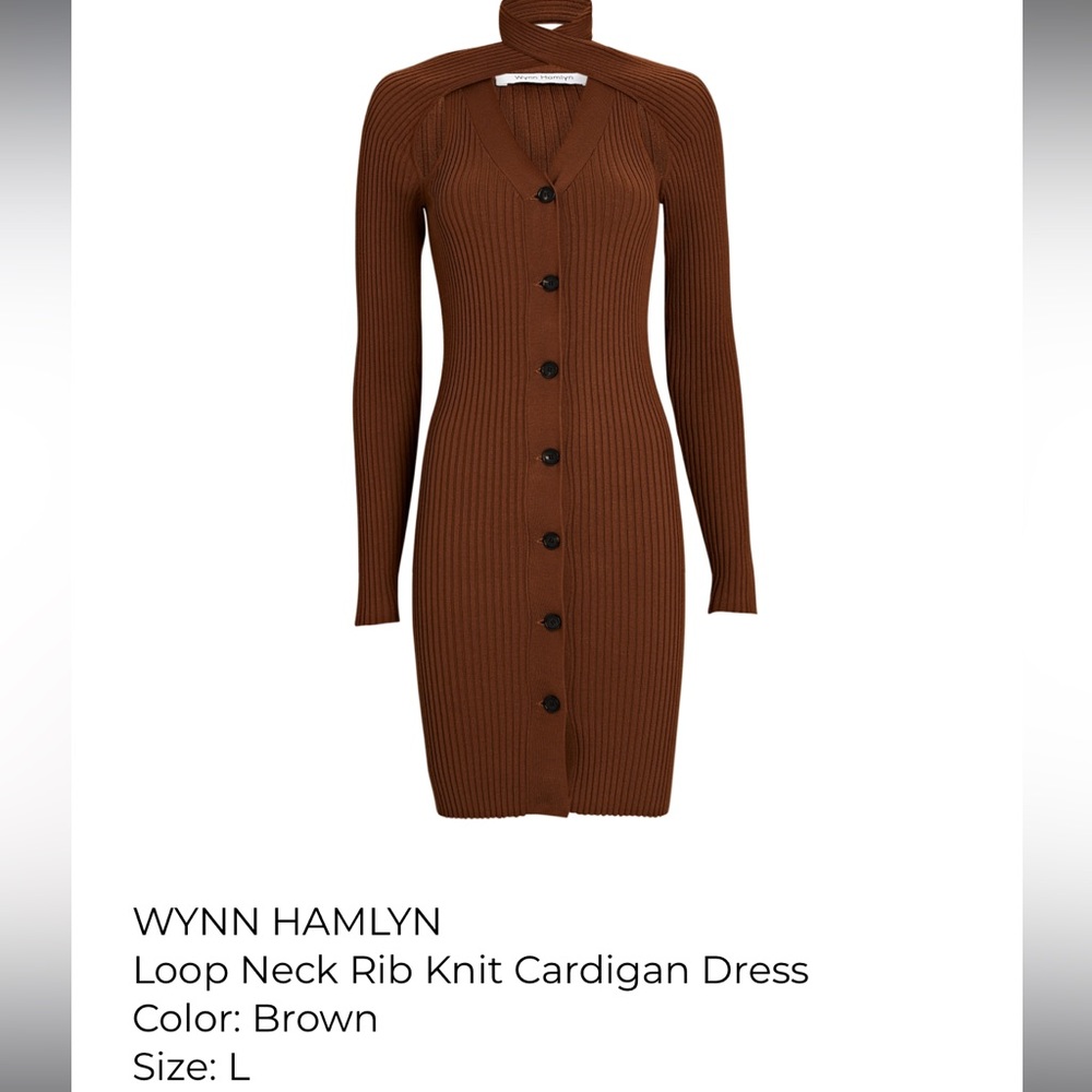 WYNN HAMLYN
Loop Neck Rib Knit Cardigan Dress